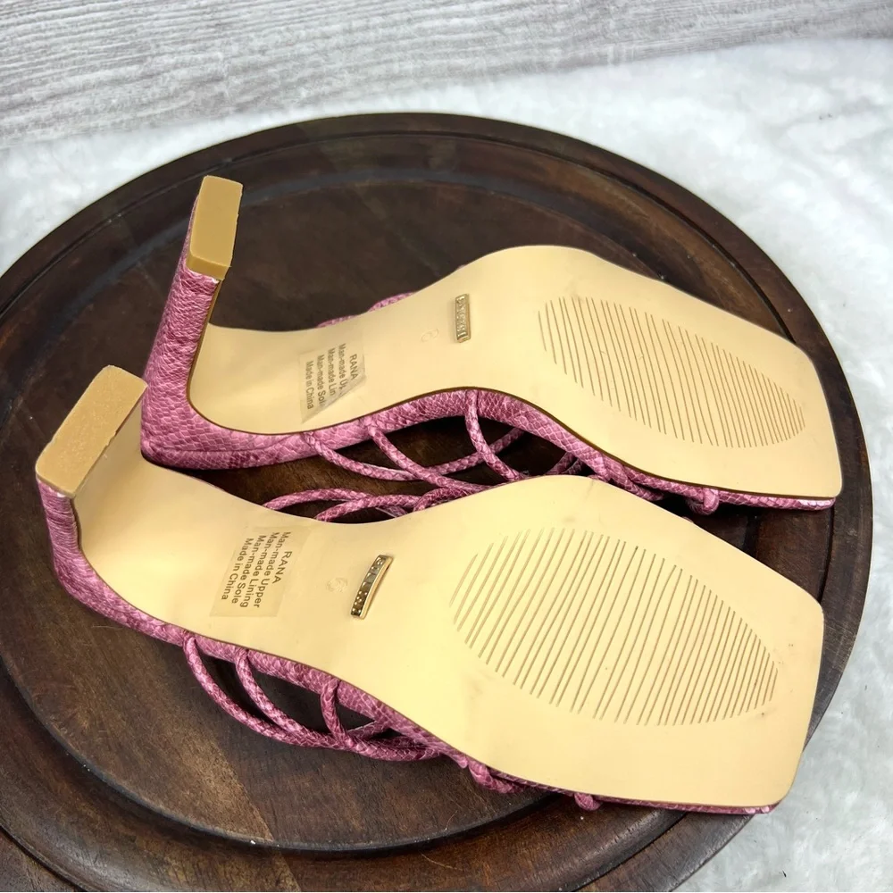 Billini Rana Slide Sandal in Rose Python Strappy Block Heels Size 6 Pink
